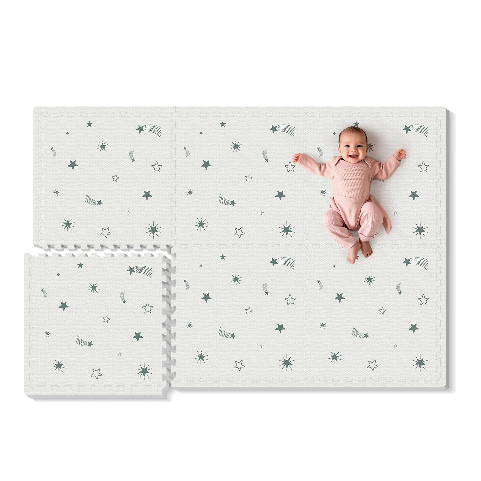 6-Piece Interlocking Foam Baby Play Mat for Crawling & Playroom