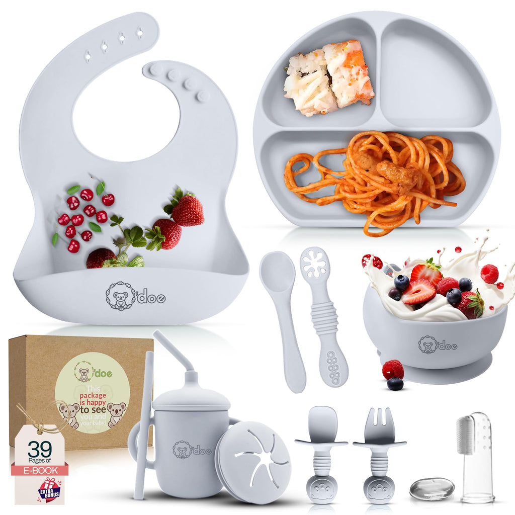 11-Piece BPA-Free Silicone Baby Feeding Set with Suction Plate & Bowl