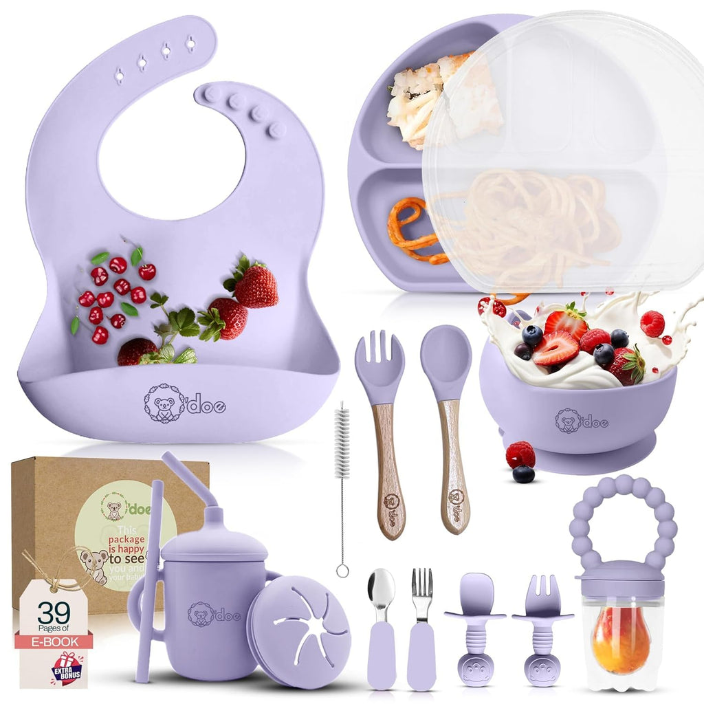 11-Piece BPA-Free Silicone Baby Feeding Set with Suction Plate & Bowl