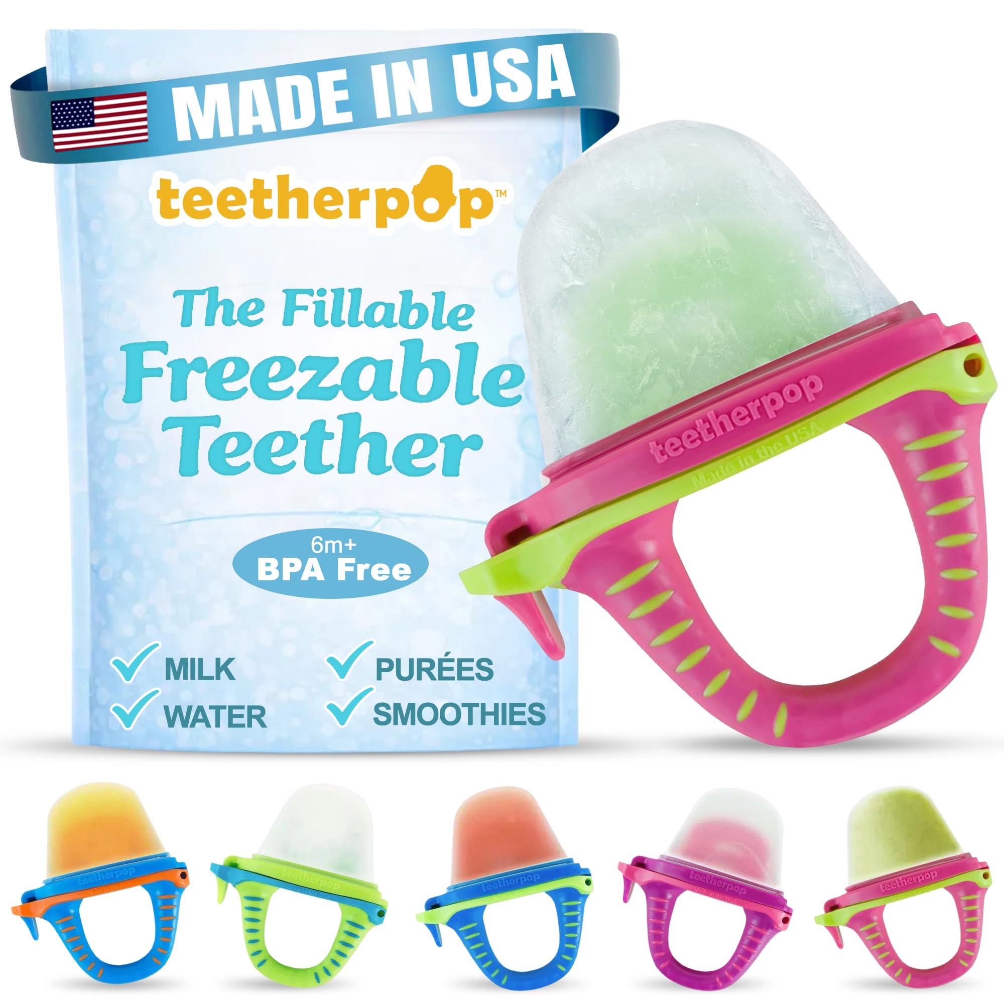 Fillable Silicone Baby Teether for Frozen Breast Milk & Purées