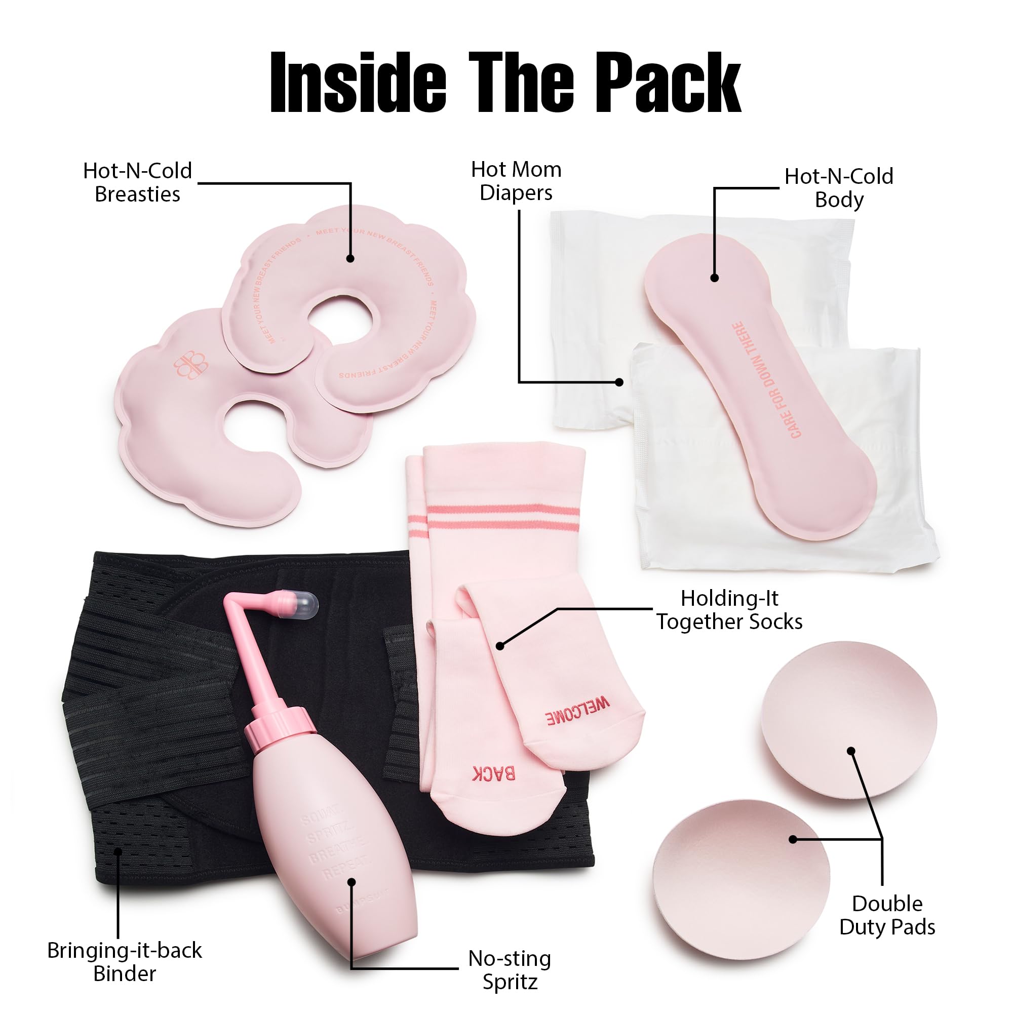 Postpartum Recovery Kit with Belly Binder, Peri Bottle & Care Essentials