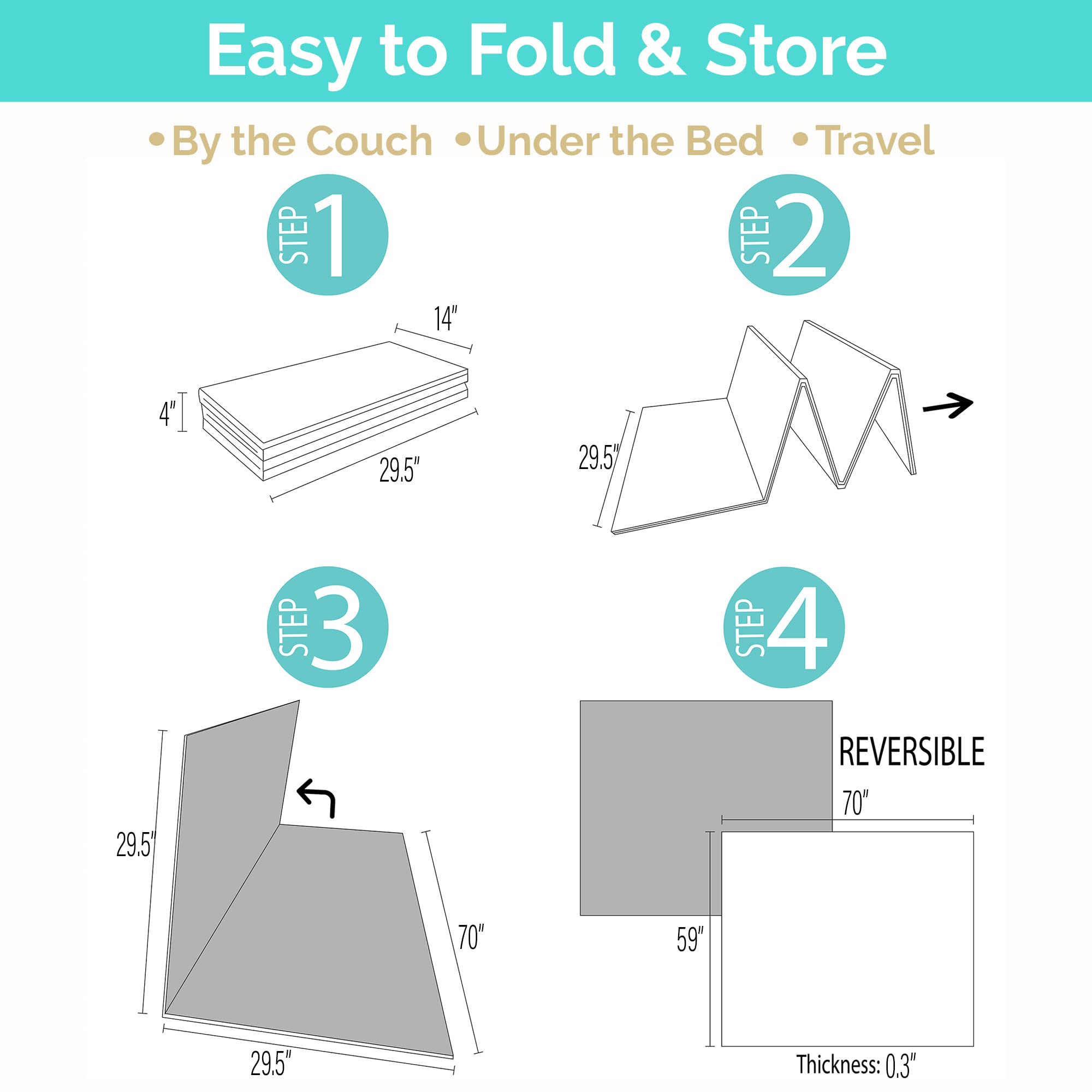 Foldable Waterproof Foam Baby Play Mat for Infants & Toddlers