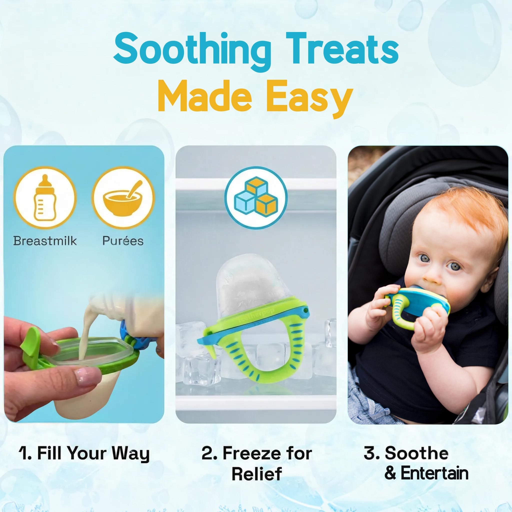 Fillable Silicone Baby Teether for Frozen Breast Milk & Purées