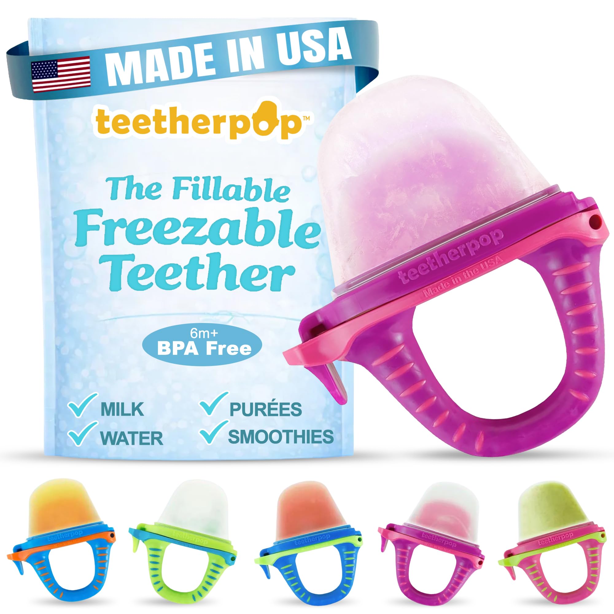 Fillable Silicone Baby Teether for Frozen Breast Milk & Purées
