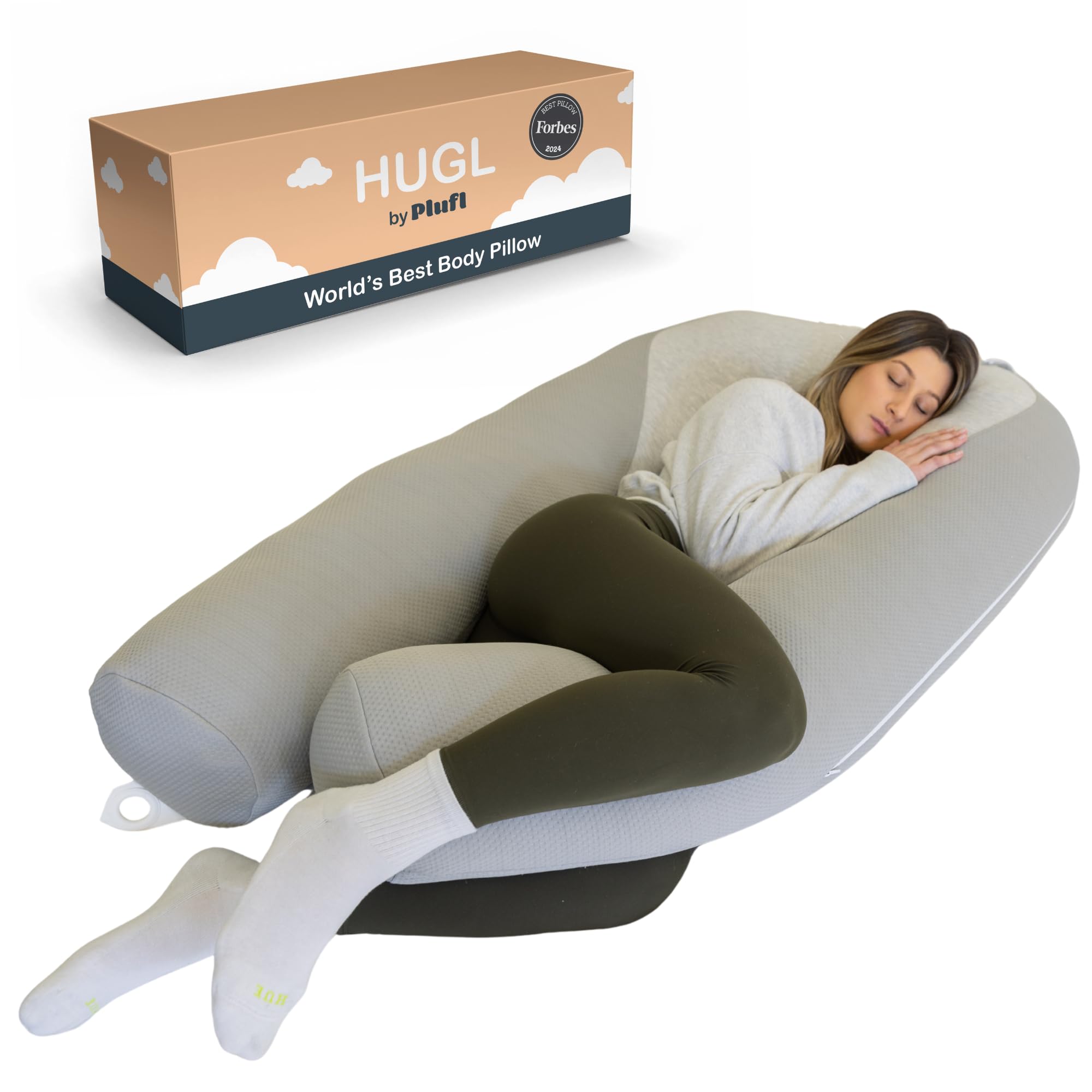 Cooling U-Shaped Maternity Body Pillow with Washable Cover