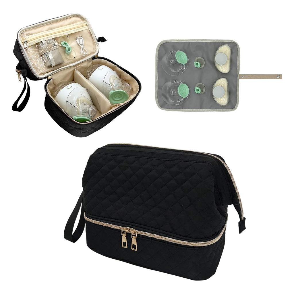 Double-Layer Wearable Breast Pump Carrying Bag with Insulated Pockets