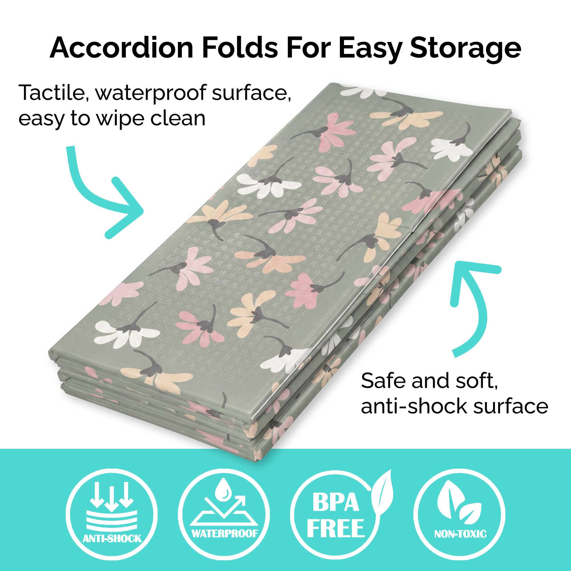 Foldable Waterproof Foam Baby Play Mat for Infants & Toddlers