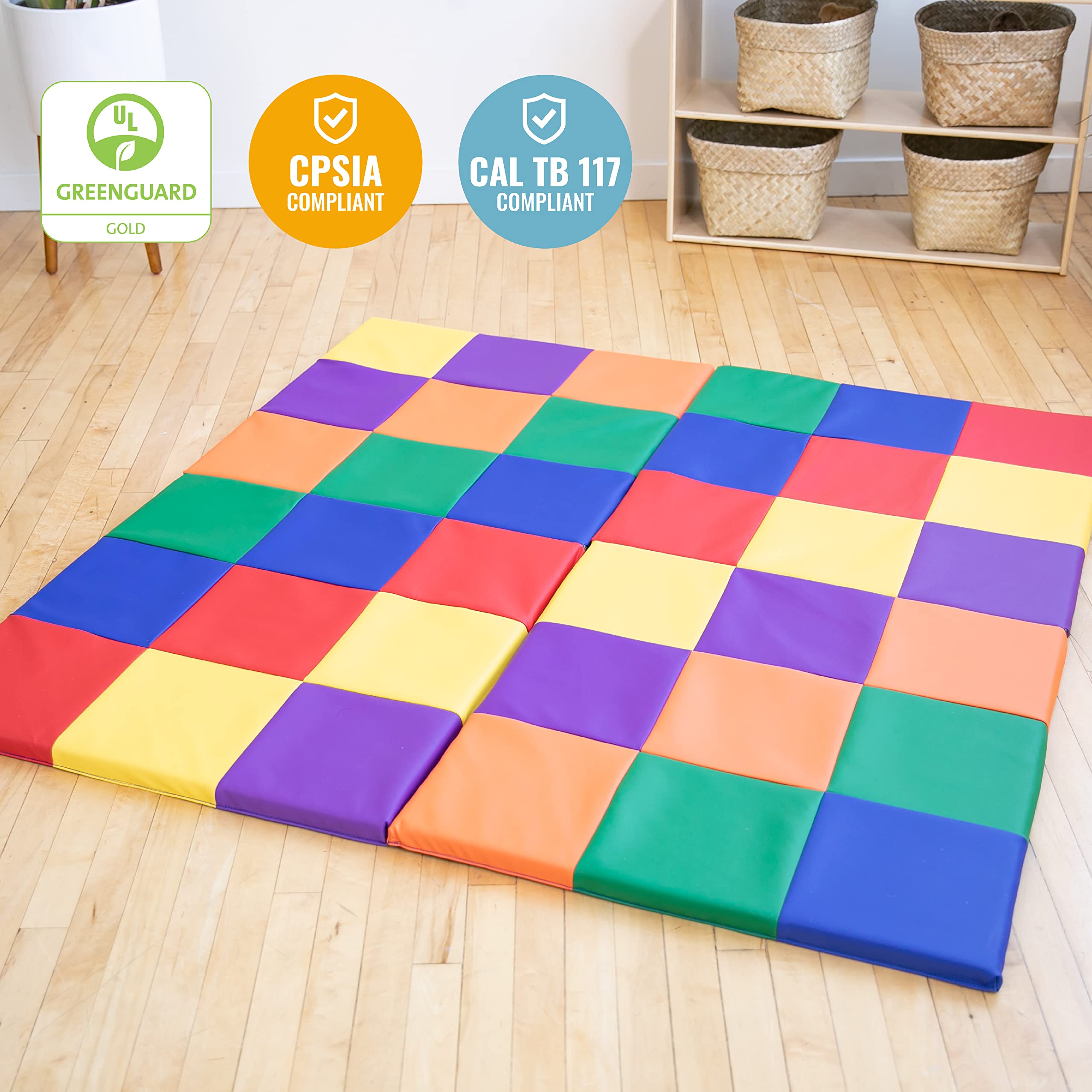 ECR4Kids SoftZone Patchwork Activity Mat, Folding