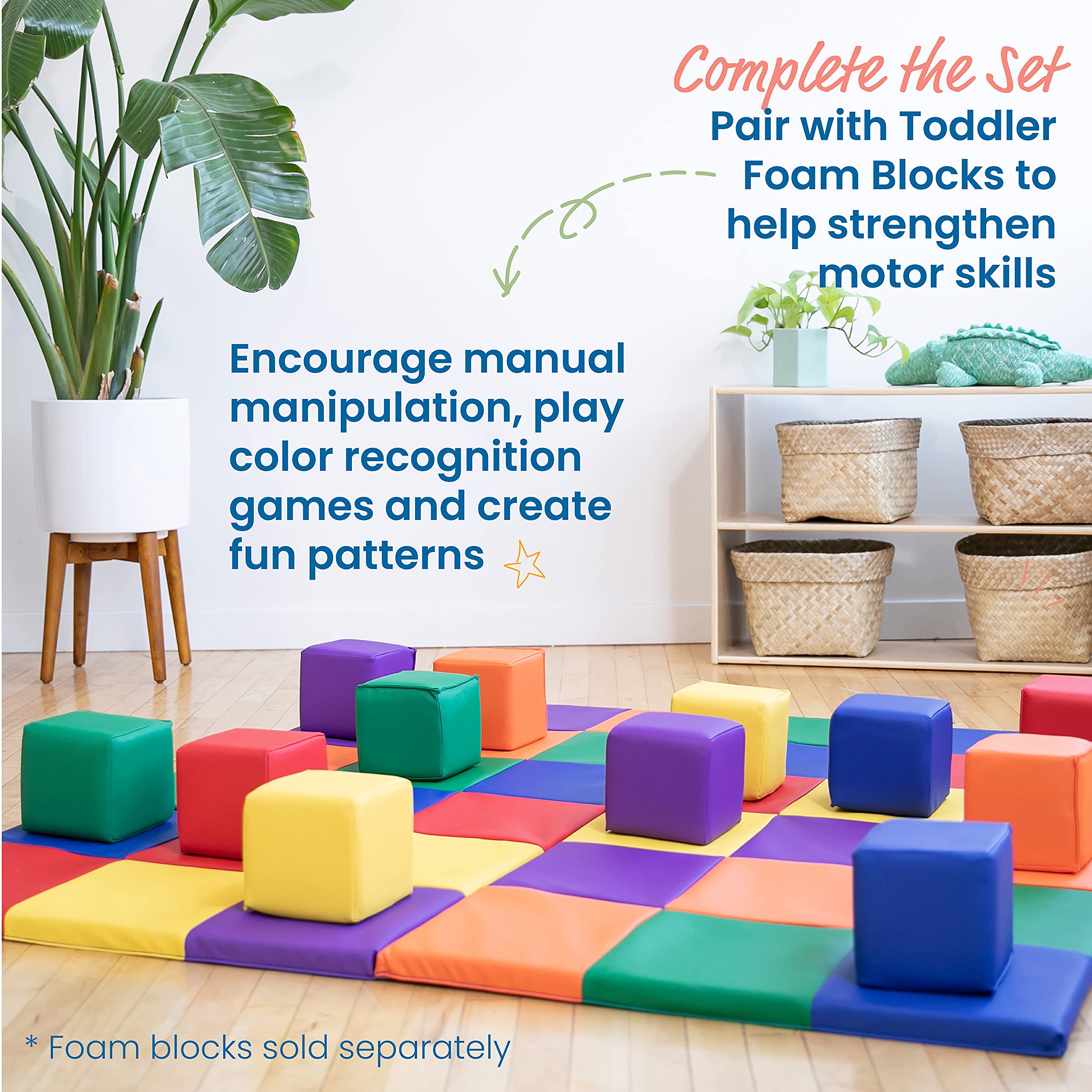 ECR4Kids SoftZone Patchwork Activity Mat, Folding