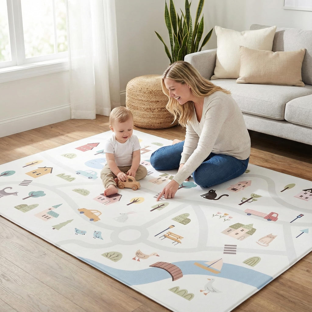 Reversible Waterproof Foam Baby Play Mat for Nursery & Playroom