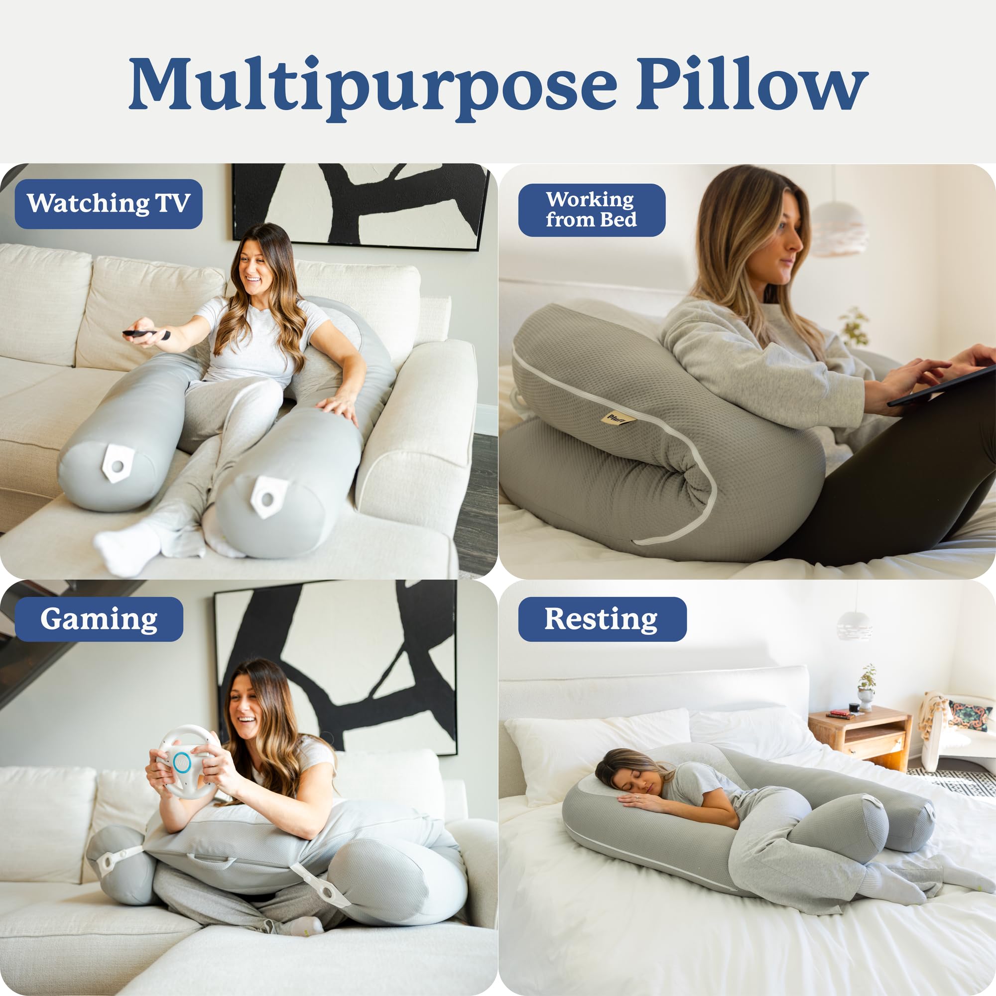 Cooling U-Shaped Maternity Body Pillow with Washable Cover
