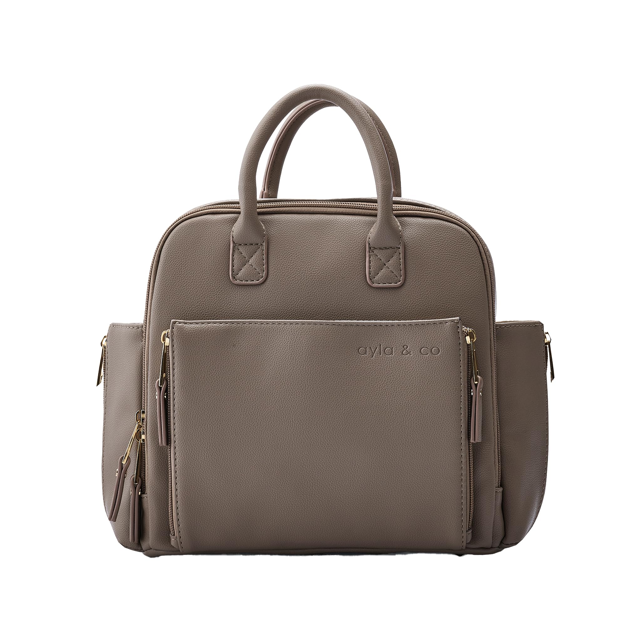 Mini Vegan Leather Diaper Bag with Expandable Pockets & Organizer