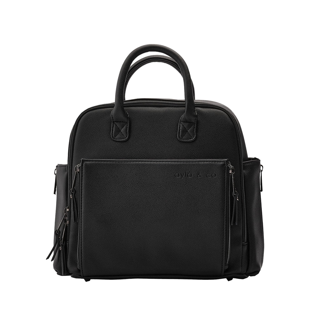 Mini Vegan Leather Diaper Bag with Expandable Pockets & Organizer