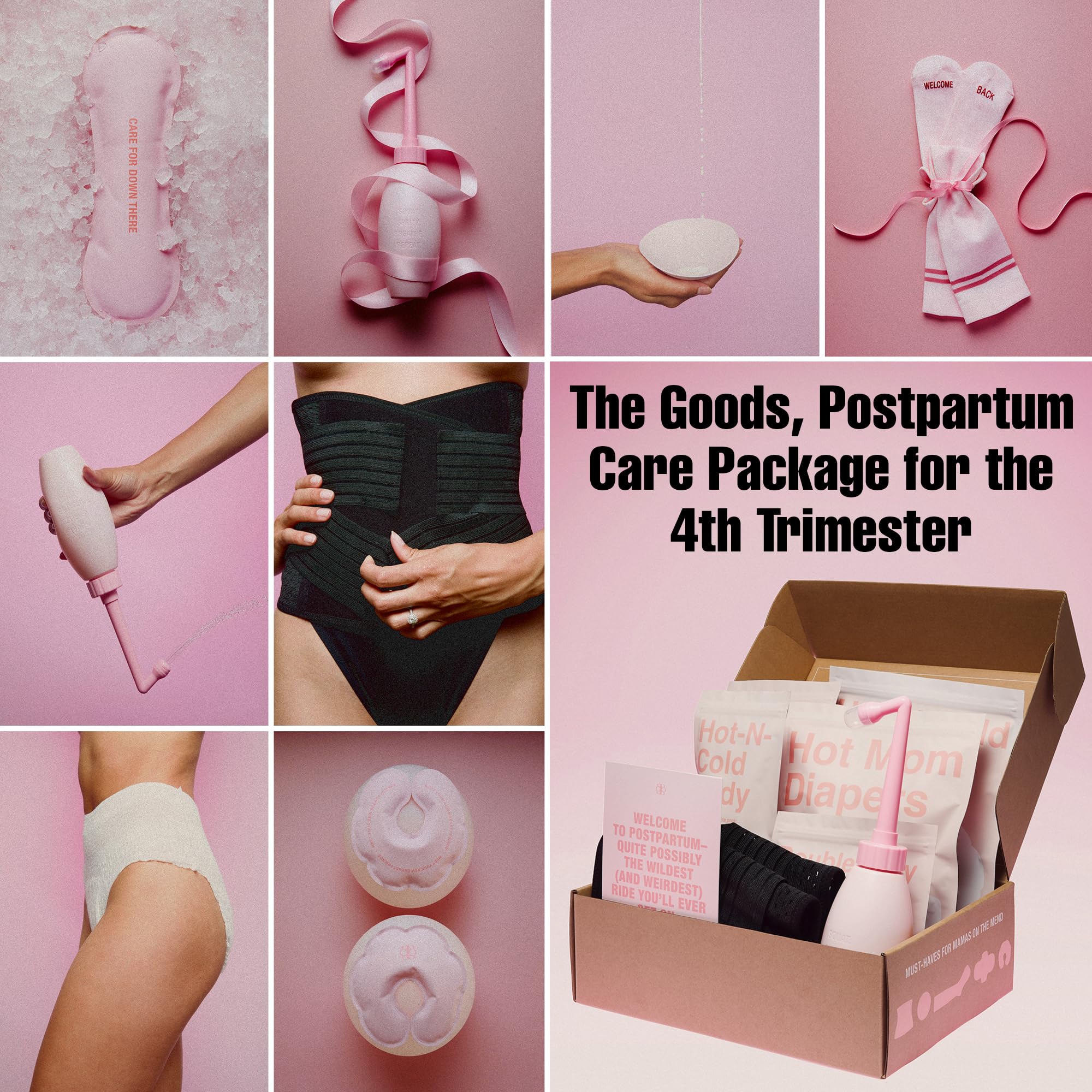 Postpartum Recovery Kit with Belly Binder, Peri Bottle & Care Essentials