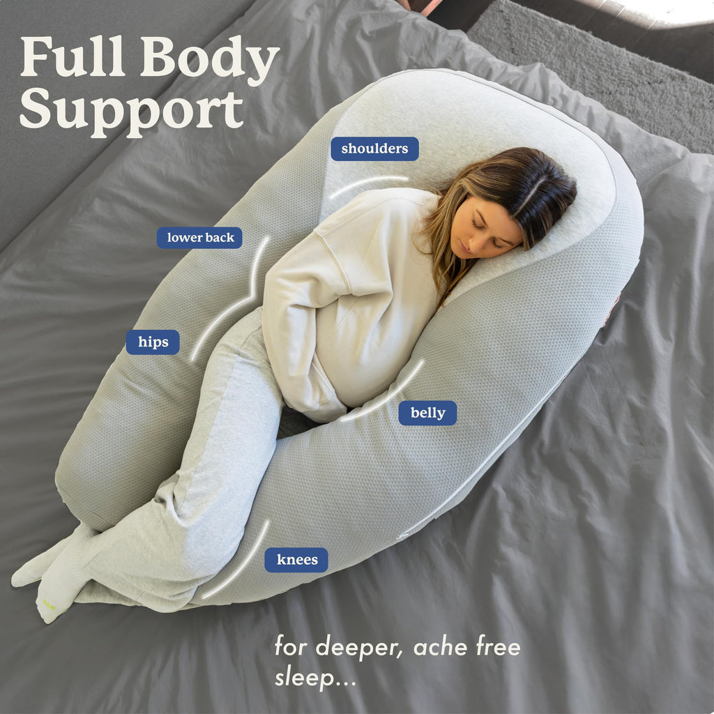 Cooling U-Shaped Maternity Body Pillow with Washable Cover