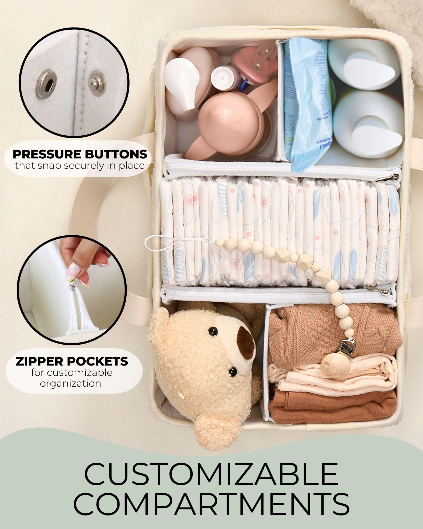 Baby Bath Kneeler & Diaper Caddy Bundle with Changing Pad