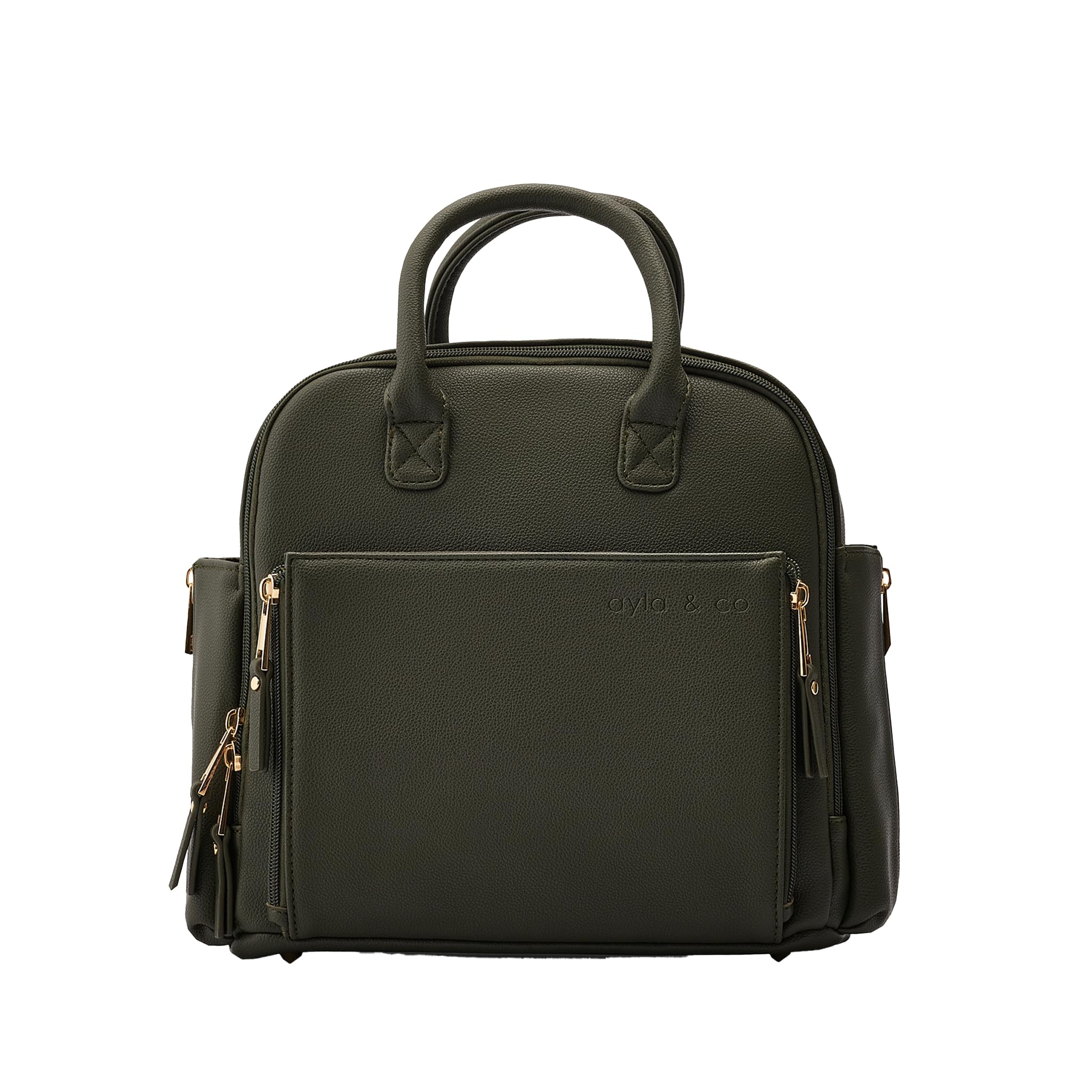 Mini Vegan Leather Diaper Bag with Expandable Pockets & Organizer