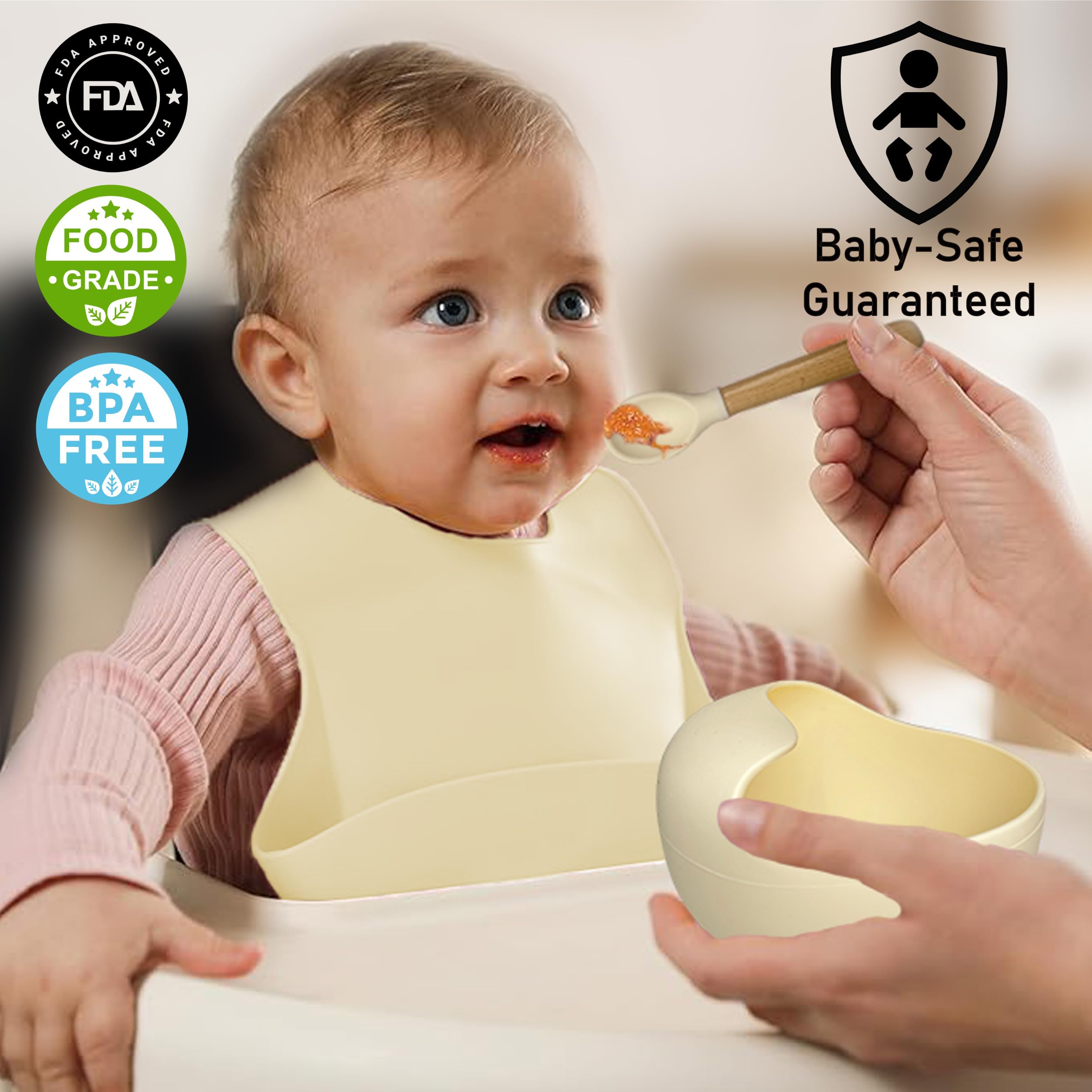 Personalized Silicone Baby Weaning Feeding Set with Suction Plate, Bowl, Cup & Bib