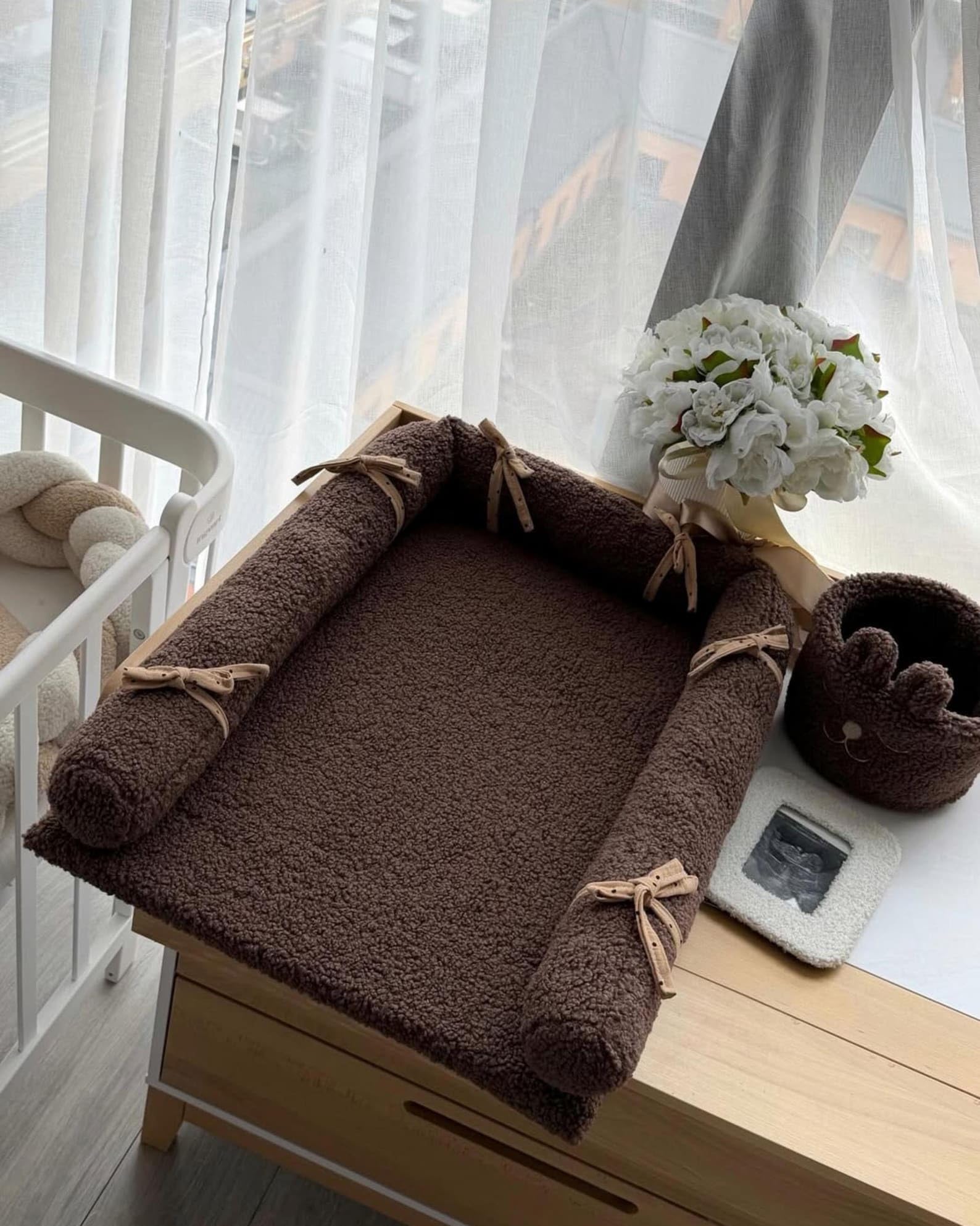 Baby Changing Mat Set with Storage Baskets & Protective Pad