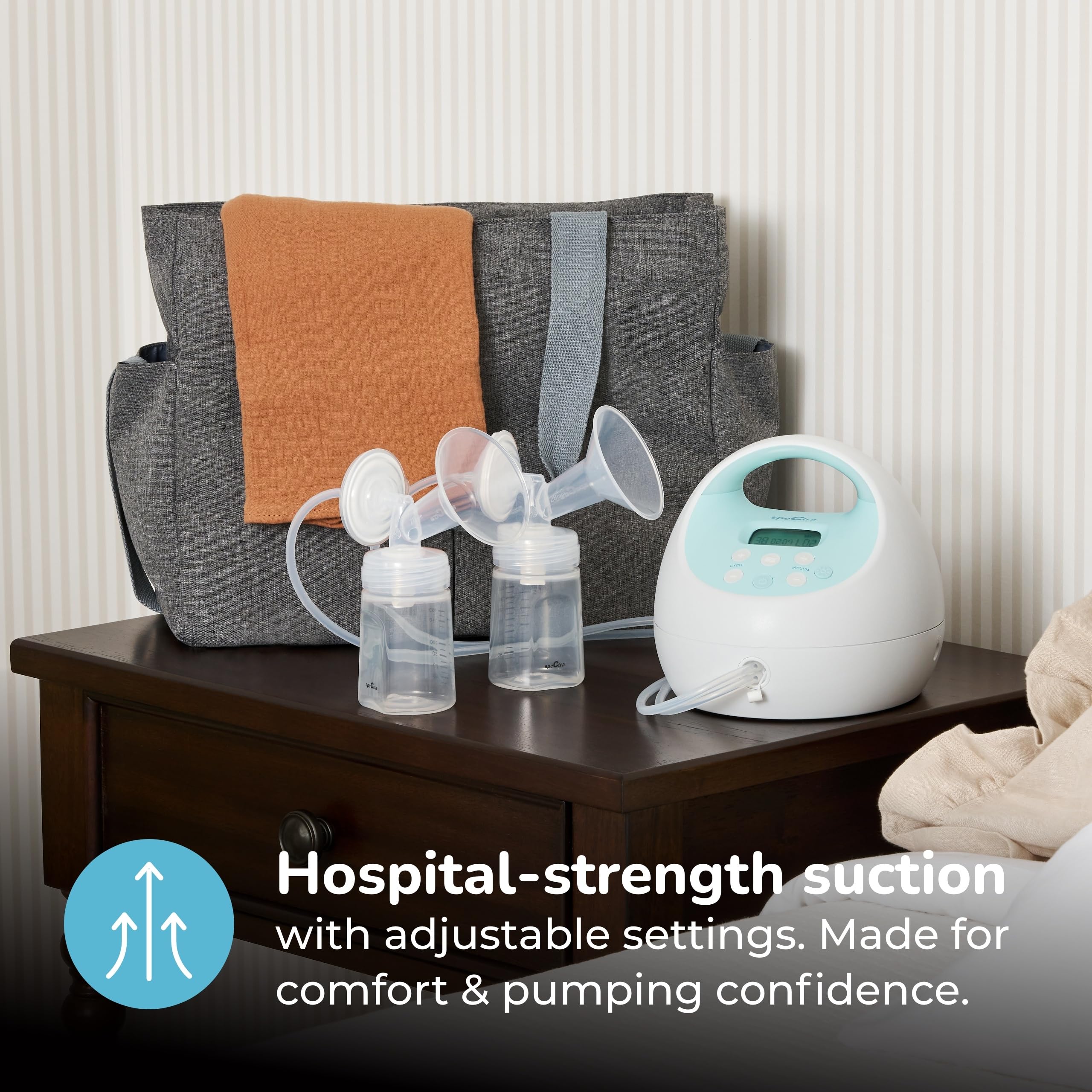Portable Rechargeable Electric Breast Pump with Tote Bag & Accessory Kit 28 mm