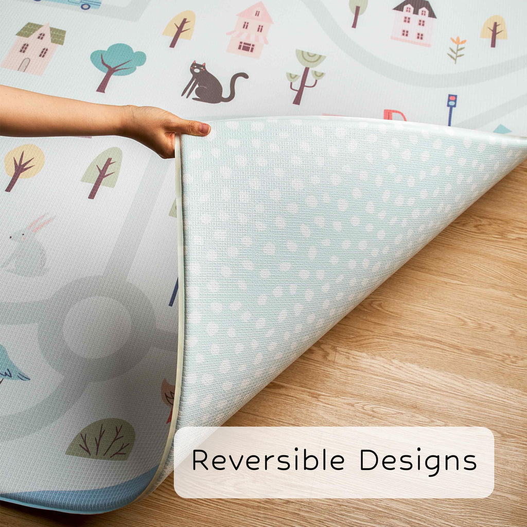 Reversible Waterproof Foam Baby Play Mat for Nursery & Playroom